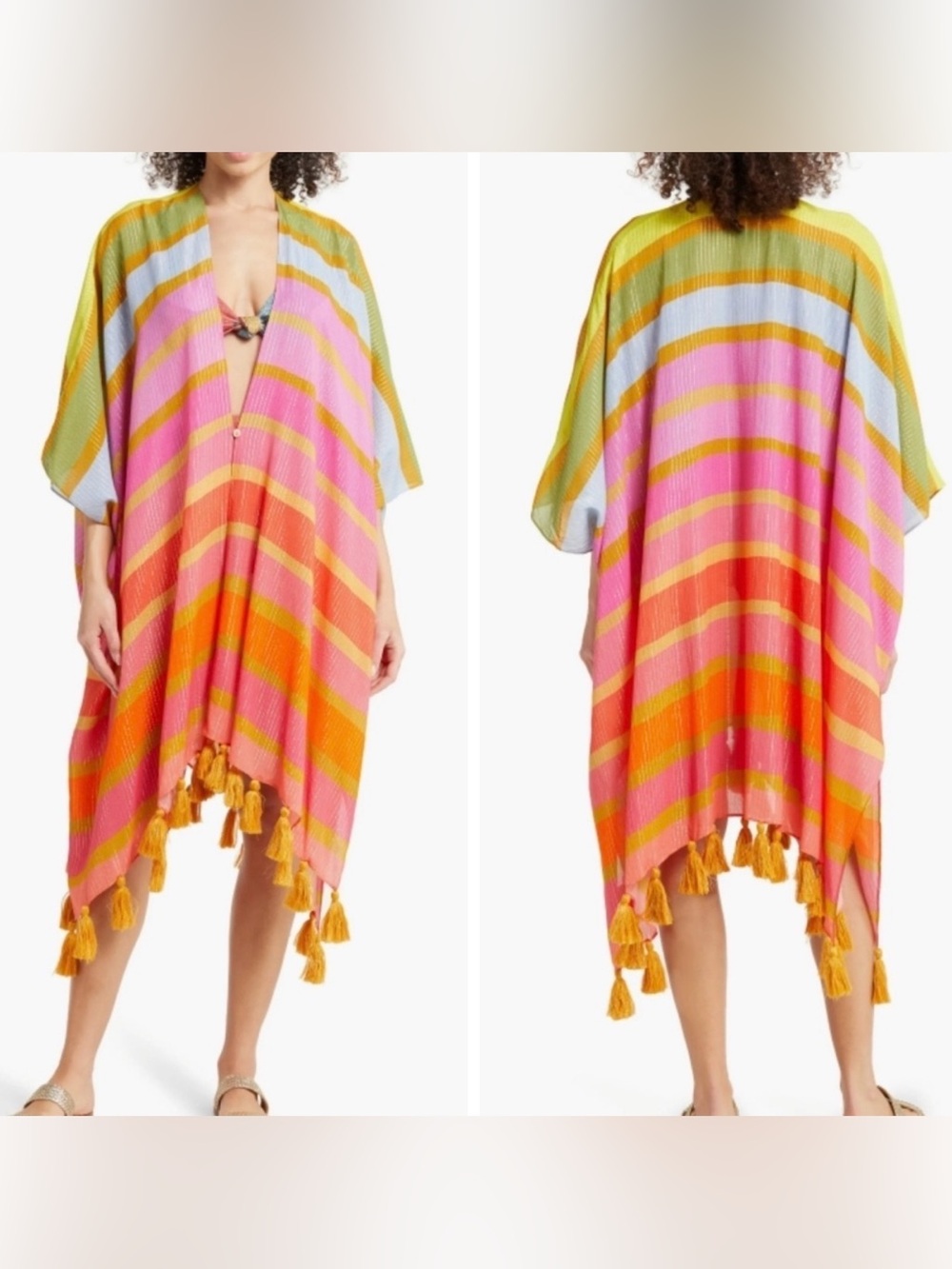 FARM Rio - Stripe Tassel Kaftan Beach Cover-Up